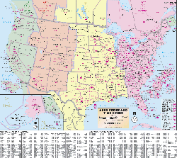 us map with time zones and area codes United States Area Code Time Zone Wall Map 2006 us map with time zones and area codes