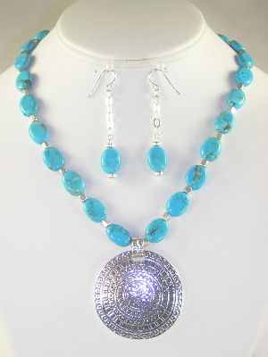 Turquoise Necklace and Earrings Set