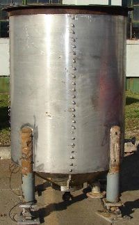 Stainless Steel Tanks: Used 375 gallon conical bottom stainless steel storage tank