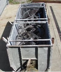 Ribbon Mixers: Used 80 cu. ft. carbon steel double ribbon blender mixer.