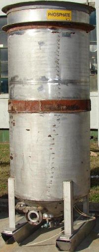 Stainless Steel Tank: Used Bristol Metal 350 gallon conical bottom open top stainless steel storage tank