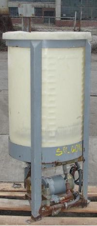 Poly Tanks: Used 45 gallon poly flat bottom open top mixing tank with metering pump