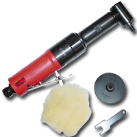 Features and Benefits: 2,300 RPM Uses 3in. diameter buffs Built-in speed control Rear exhaust Composite grip absorbs vibration and reduces cold air transmission to the operator Includes 50126 back-up pad (3in. dia. hook�n loop) and DYB90034 wool buff (3-1/2in. dia.) Manufacturer: Dynabrade Products