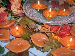 Beech leaf floating candles