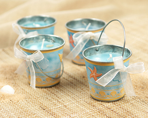 'Beaches' Tin Pail Candle with Authentic Shells