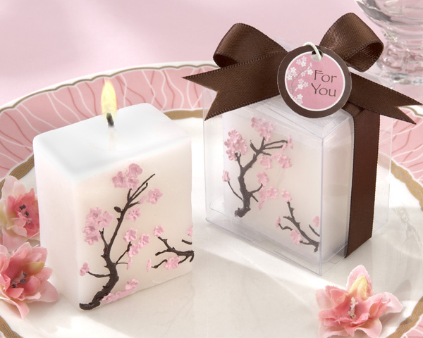 �Cherry Blossom Elegance� Mini-Pillar Candle (Set of Four) Candle Favor