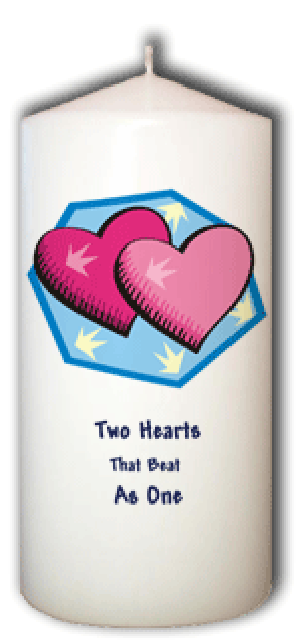 Two Hearts That Beat As One (Pink Hearts) Candle