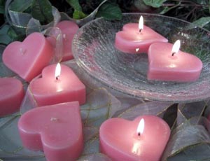 Pink Heart Floating Candle