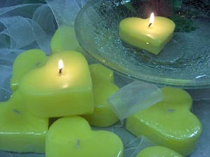 Yellow Heart Floating Candle