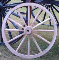 Amish handcrafted 24 inch by 1 inch hickory steam bent wooden wagon wheel