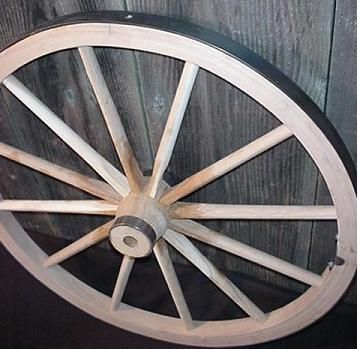 Steam Bent Hickory Wood Western Wagon Wheel Crafted By Old Order Amish Wheelwright - 36x2