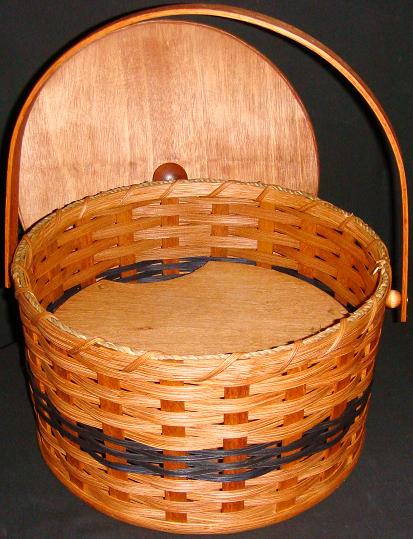 Double Pie Carrier Basket With Tray And Lid Amish Handmade Primitive Country