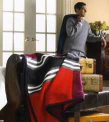 Red Stripe Fleece Blanket Throw
