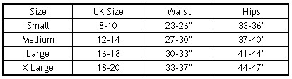 Plie High Waist Body Shaper Size Chart