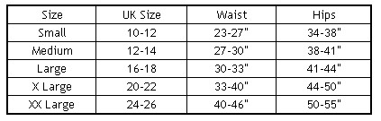Trinny and Susannah Magic Knickers, The Bum Tum & Thigh Reducer Size Chart