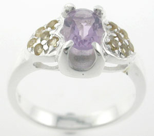 Sterling 925 Silver Amethyst and Citrine Ring ESR3084