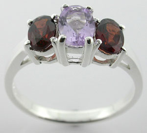 Sterling 925 Silver Amethyst and Garnet Ring DSR12205