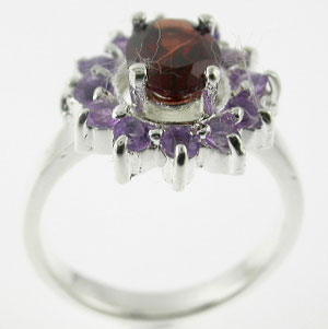 Sterling 925 Silver Amethyst and Garnet Ring ESR2392