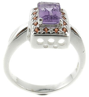 Sterling 925 Silver Amethyst and Garnet Ring ESR3078