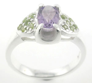 Sterling 925 Silver Amethyst and Peridot Ring ESR3084