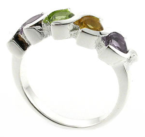 Sterling 925 Silver Amethyst Citrine and Peridot Ring ESR2593