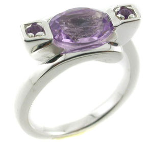 Sterling 925 Silver Amethyst Ring ESR3114