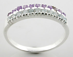Sterling 925 Silver Blue Topaz and Amethyst Ring DSR23560