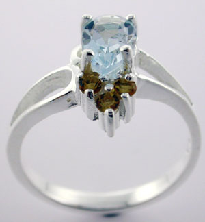 Sterling 925 Silver Blue Topaz and Citrine Ring DSR23502