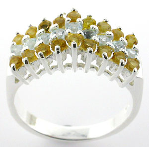 Sterling 925 Silver Blue Topaz and Citrine Ring DSR23543