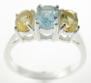 Sterling 925 Silver Citrine and Blue Topaz Ring DSR12205