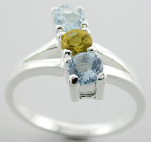 Sterling 925 Silver Citrine and Blue Topaz Ring ESR20855