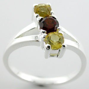 Sterling 925 Silver Citrine and Garnet Ring ESR20855