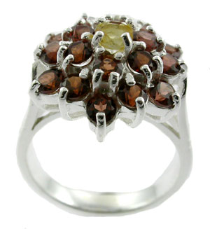 Sterling 925 Silver Citrine and Garnet Ring ESR2705