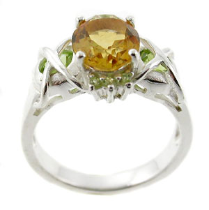 Sterling 925 Silver Citrine and Peridot Ring ESR3143