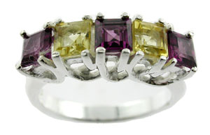 Sterling 925 Silver Citrine and Rhodolite Ring ESR3063