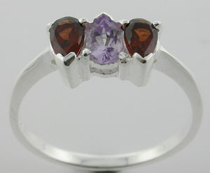 Sterling 925 Silver Garnet and Amethyst Ring DSR23590