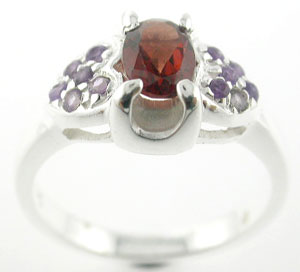 Sterling 925 Silver Garnet and Amethyst Ring  ESR3084