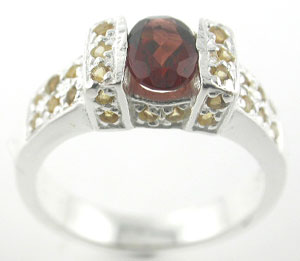 Sterling 925 Silver Garnet and Citrine Ring ESR3086