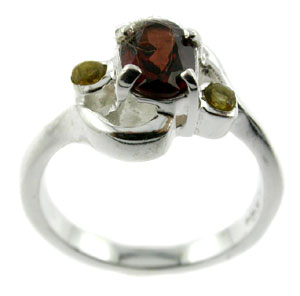 Sterling 925 Silver Garnet and Citrine Ring ESR3088