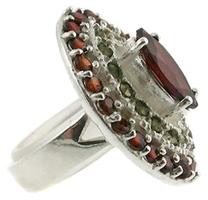 Sterling 925 Silver Garnet and Marcasite Ring ESR3013