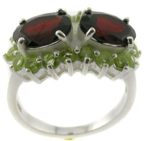 Sterling 925 Silver Garnet and Peridot Ring DSR24379