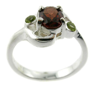 Sterling 925 Silver Garnet and Peridote Ring ESR3088