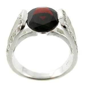 Sterling 925 Silver Garnet and White Topaz Ring ESR3097