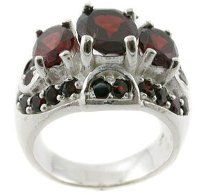 Sterling 925 Silver Garnet Ring ESR3113