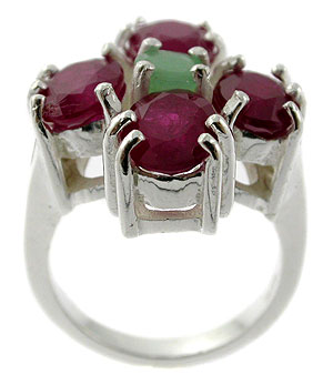Sterling 925 Silver Ruby and Emerald Rings ESR3012