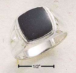 Sterling Silver Mens Onyx Ring SR419
