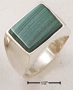 Sterling Silver Mens Malachite Ring SR1372