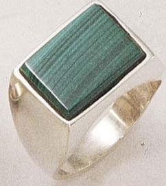 Sterling Silver Mens Malachite Ring SR2065