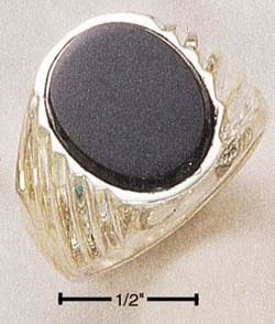 Sterling Silver Mens Onyx Ring SR1382