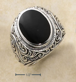 Sterling Silver Mens Onyx Ring SR2033